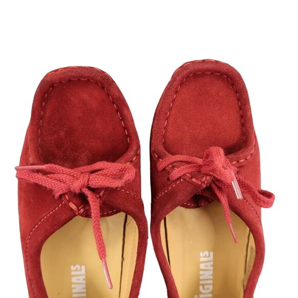 Clarks Shoes Womens 7 Moccasin Loafer Chukka Classic Flat Leather Red Crepe Sole - Picture 7 of 14